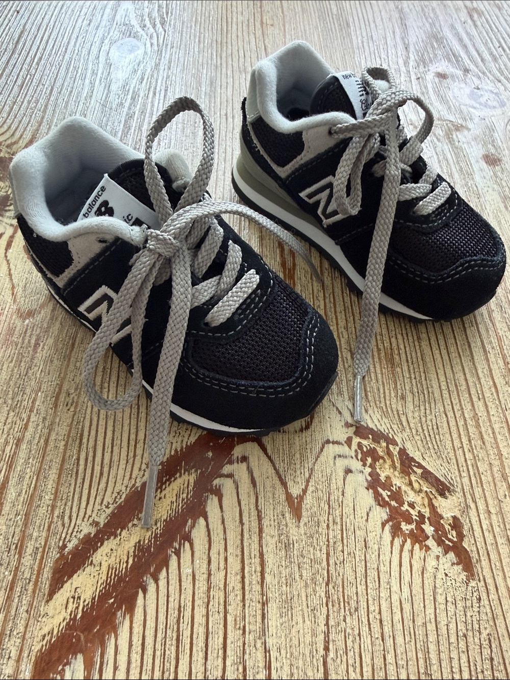 New Balance Baby Black and Gray Low-Top Sneakers